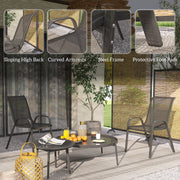 Outsunny - Set of 2 Outdoor Dining Chairs, Stackable Lawn Chairs with High Back, Breathable Mesh Seat for Garden Porch, Black