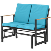 Outsunny - Outdoor Glider Bench for 2 Person, Patio Glider Loveseat with Thick Cushions for Garden Balcony Porch, Navy Blue