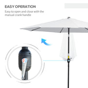 10' x 8' Round Market Umbrella, Patio Umbrella with Crank Handle and Tilt, Outdoor Parasol for Garden, White