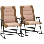 Outsunny - Folding Rocking Chair Set of 2 Padded Rockers with Armrest, Light Brown