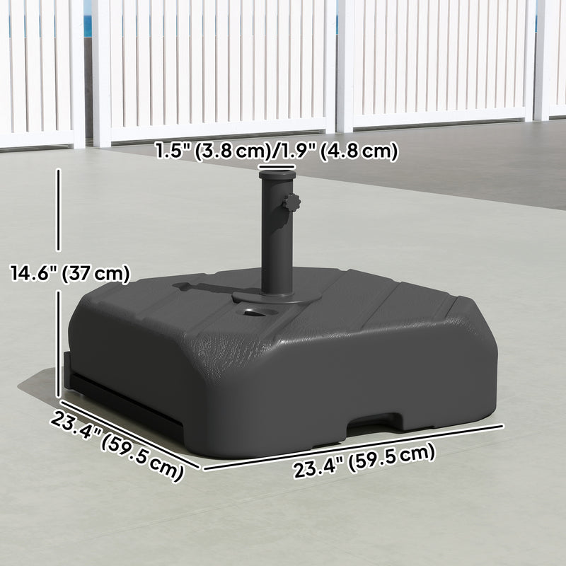 Patio Umbrella Base with Wheels, Telescopic Handle, 158 lb Sand/99 lb Water Filled Outdoor Patio Umbrella Stand, Black