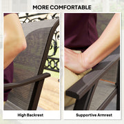 Outsunny - Patio Chairs Set of 2 with Armrest and High Backrest, for Backyard, Balcony, Porch, Poolside, Deck, Garden, Brown
