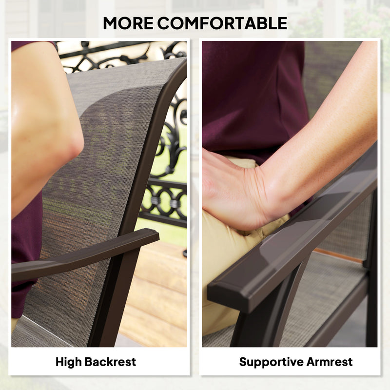 Outsunny - Patio Chairs Set of 2 with Armrest and High Backrest, for Backyard, Balcony, Porch, Poolside, Deck, Garden, Brown