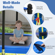 Costway - Rectangle Outdoor Trampoline 10 x 8 FT Heavy-Duty Trampoline with Basketball Hoop-Blue