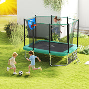 Costway - Rectangle Outdoor Trampoline 10 x 8 FT Heavy-Duty Trampoline with Basketball Hoop-Green