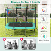 Costway - Rectangle Outdoor Trampoline 10 x 8 FT Heavy-Duty Trampoline with Basketball Hoop-Green