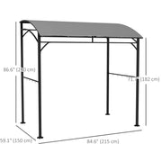 Outsunny - 7' x 5' Garden Grill Canopy, BBQ Grill Gazebo Tent with Steel Frame and Hooks, Outdoor Sun Shade, Grey