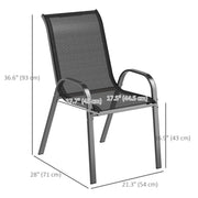 Outsunny - Set of 4 Outdoor Dining Chairs, Stackable Lawn Chairs with High Back, Breathable Mesh Seat for Garden Porch, Black