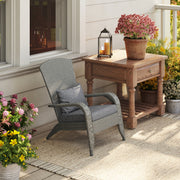 Outsunny - Wicker Adirondack Chair, PE Rattan Outdoor Fire Pit Chair Muskoka Chair with Cushions, Heather Grey
