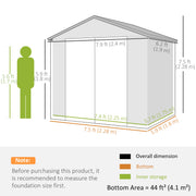 8' x 6' PP Garden Storage Shed with Latch Door, Vents, Window, Sloped Roof, Dark Grey