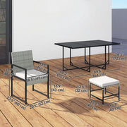 Outsunny - 11 Pieces Wicker Patio Dining Set, Rattan Outdoor Furniture Set with 6 Armchairs, 4 Stools, Light Grey