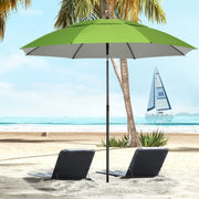 6.6ft Arched Beach Umbrella, Angle Adjustable Patio Umbrella with Steel Frame, Carry Bag, UV30+ Outdoor Umbrella, Green