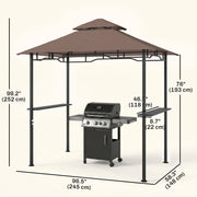 Outsunny - 8' x 5' BBQ Grill Gazebo Tent with Double Tiered Canopy for Outdoor Sun Shade, Coffee