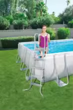 56470 Bestway 6.71x3.66x1.32m Power Steel Rectangular Frame Pool 22'x12'x52" Above Ground Swim Pool For Family Clearance 165Kg