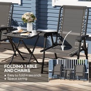 Outsunny - 3 Pieces Patio Bistro Set, Outdoor Folding Table and Chairs Set, Metal Patio Furniture Set with Cup Holders