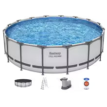 Steel Pro MAX Above Ground Pool, Round Metal Frame Outdoor Swimming Pool Set with Filter Pump, Ladder, and, Custom