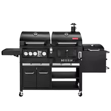 Outdoor Large Gas and Charcoal Grill Heavy Duty Trolley BBQ Smoker Smokeless Combo Commercial Barbecue BBQ Grills