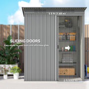 5.2' x 3.5' Outdoor Storage Shed, Easy to Assemble Metal Garden Shed, for Backyard, Lawn, Patio, Light Grey
