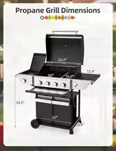 For 6 Burners Outdoor Grill Propane Gas Grill Stainless Steel Gas With Storage Racks On Both Sides Patio Garden