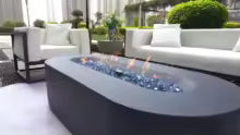 High Quality Outdoor Garden Furniture Set Comfortable Durable Concrete Oval Shape Fire Pit Table With Certification