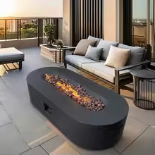 High Quality Outdoor Garden Furniture Set Comfortable Durable Concrete Oval Shape Fire Pit Table With Certification