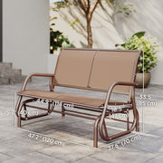 Outsunny - Outdoor Glider Bench, 2 Person Patio Glider Chair, Gliding Outdoor Garden Loveseat Swing Bench with Breathable Mesh Fabric, Steel Frame for Backyard, Porch, Coffee Brown