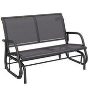 Outsunny - Patio Double Glider Outdoor Steel Sling Fabric Gliding Bench Garden Swing Chair Heavy-Duty Porch Rocker Garden Loveseat Grey