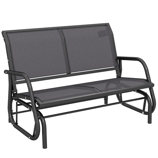 Outsunny - Patio Double Glider Outdoor Steel Sling Fabric Gliding Bench Garden Swing Chair Heavy-Duty Porch Rocker Garden Loveseat Grey