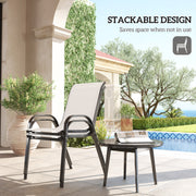 Outsunny - Set of 2 Outdoor Dining Chairs, Stackable Lawn Chairs with High Back, Breathable Mesh Seat for Garden Porch, Light Grey