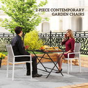 Outsunny - Set of 2 Outdoor Garden Chairs, Stackable Patio Dining Chairs with Breathable Fabric, Armrests and Backrest, Light Grey