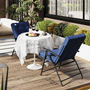 Outsunny - Set of 2 Outdoor Folding Chairs with Adjustable Backrest, Padded Camping Chairs for Outdoor Events, Blue