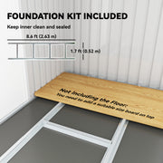 9' x 4' Garden Metal Storage Shed Outdoor Equipment Tool Box with Foundation Kit, Ventilation & Doors, Light Grey