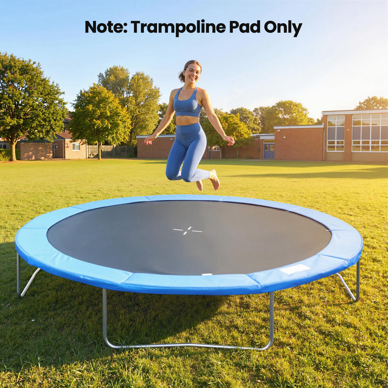 Soozier Trampoline Pad, 14FT Replacement Trampoline Safety Pad Mat Spring Cover, Water-Resistant, UV-Resistant, Tear-Resistant, No Holes for Pole, Blue