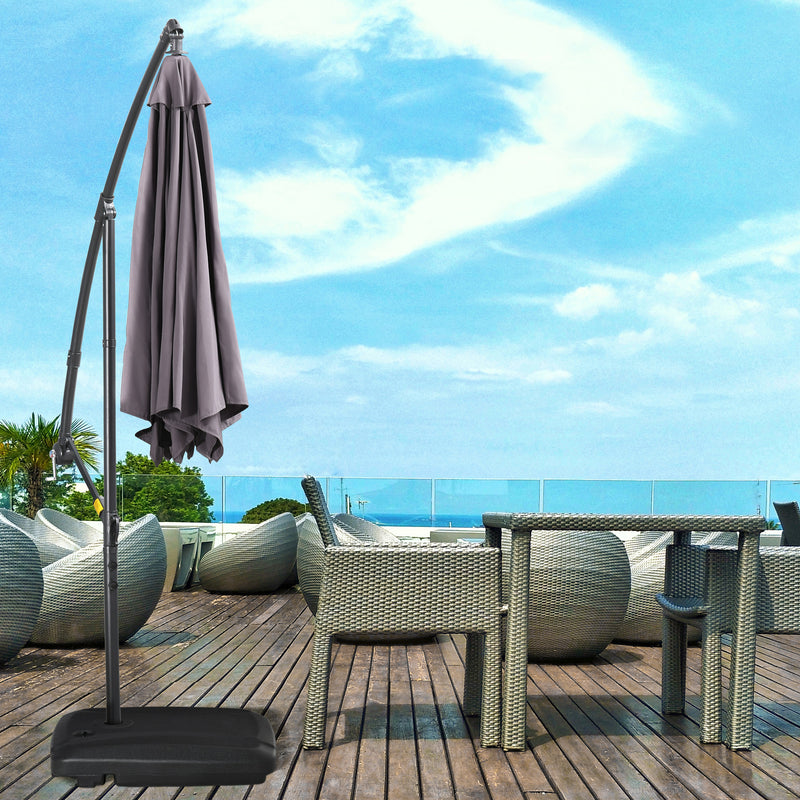 Outsunny - Cantilever Offset Umbrella Base Portable Square Parasol Weights with Wheels, Water and Sand Filled, Up to 165 lbs, Black — 84D-148