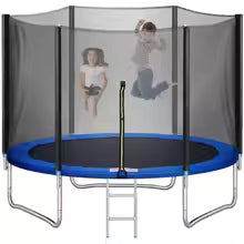 10FT Garden Trampoline with Safety Enclosure Net, Combo Bounce Jump Outdoor Fitness PVC Spring Cover Padding Kids Trampoline