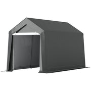 7' x 12' Outdoor Storage Shed Portable Garage with Roll-up Door for Motorcycle, Bike, Garden Tools, Dark Grey