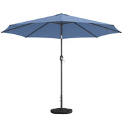 Outsunny - 10' x 10' Round Market Umbrella with Base and Sandbag, Patio Umbrella with Crank Handle and Tilt, Blue