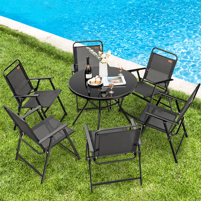 Costway - Set of 2/4/6 Outdoor Folding Chairs with Breathable Seat-Set of 6