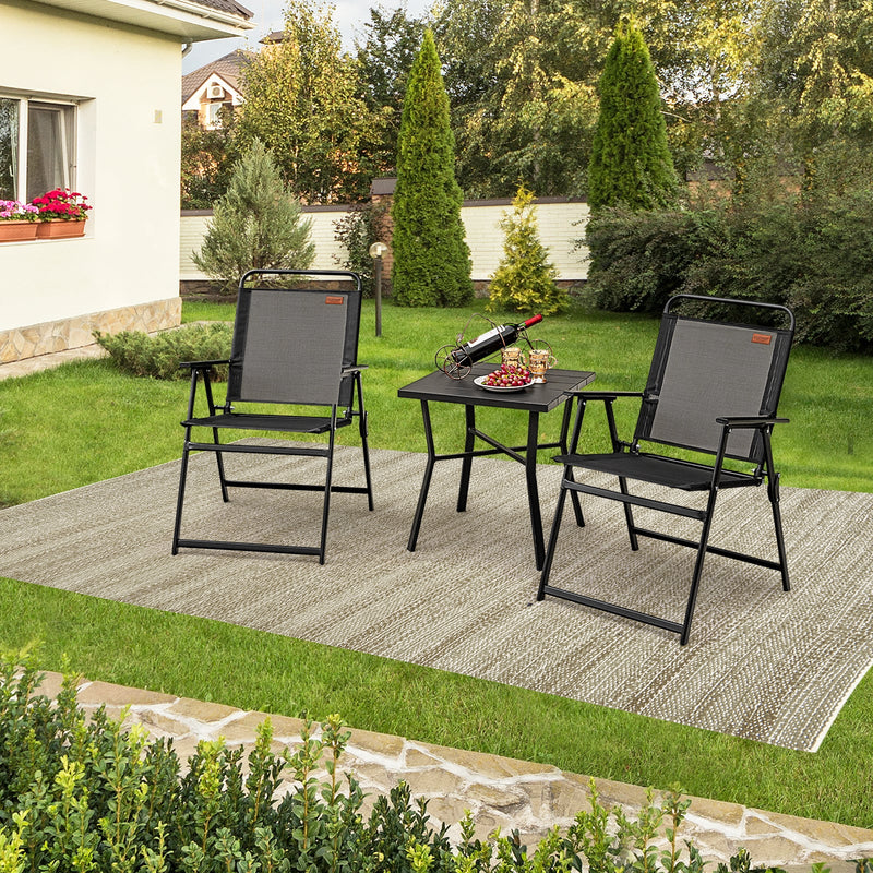 Costway - Set of 2/4/6 Outdoor Folding Chairs with Breathable Seat-Set of 6