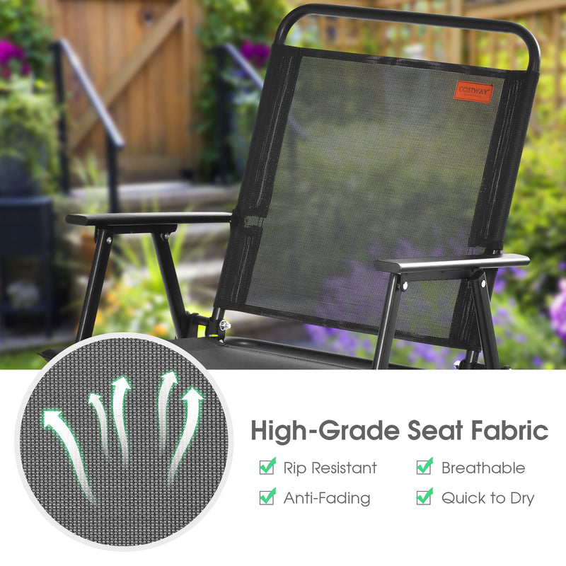 Costway - Set of 2/4/6 Outdoor Folding Chairs with Breathable Seat-Set of 6