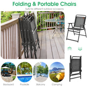 Costway - Set of 2/4/6 Outdoor Folding Chairs with Breathable Seat-Set of 6