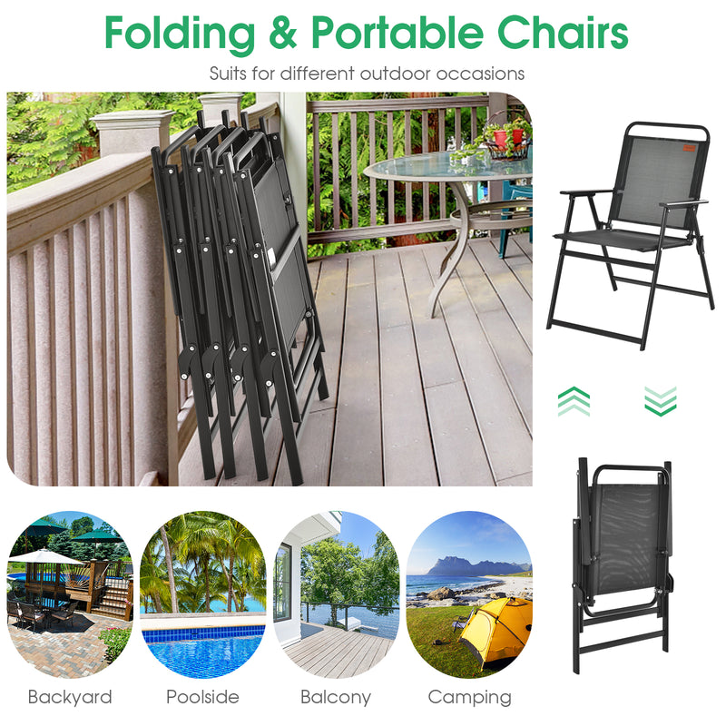 Costway - Set of 2/4/6 Outdoor Folding Chairs with Breathable Seat-Set of 6