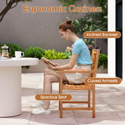 Costway - Set of 2 Outdoor Dining Chairs Acacia Wood with Cross-Pattern Backrest