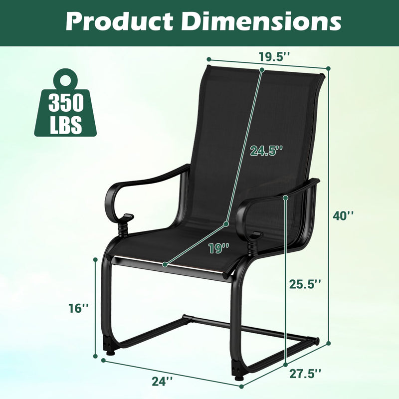 Costway - Set of 2 Patio Chairs with Quick-drying and Breathable Fabric for Backyard-Black