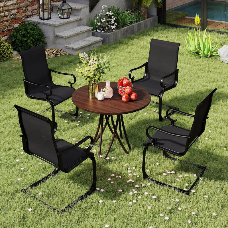 Costway - Set of 2 Patio Chairs with Quick-drying and Breathable Fabric for Backyard-Black