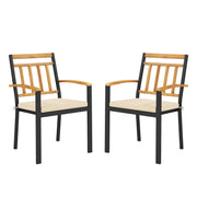 Costway - Set of 2 Patio Dining Chairs with Removable Padded Cushions-17 Inches