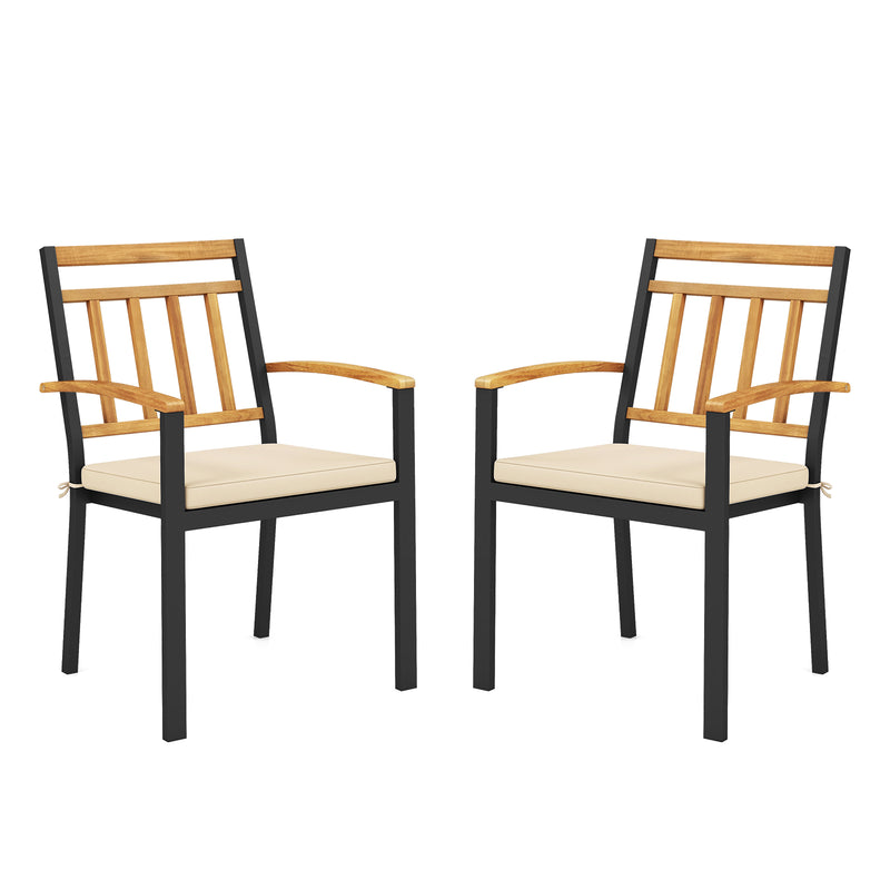 Costway - Set of 2 Patio Dining Chairs with Removable Padded Cushions-17 Inches