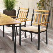 Costway - Set of 2 Patio Dining Chairs with Removable Padded Cushions-17 Inches