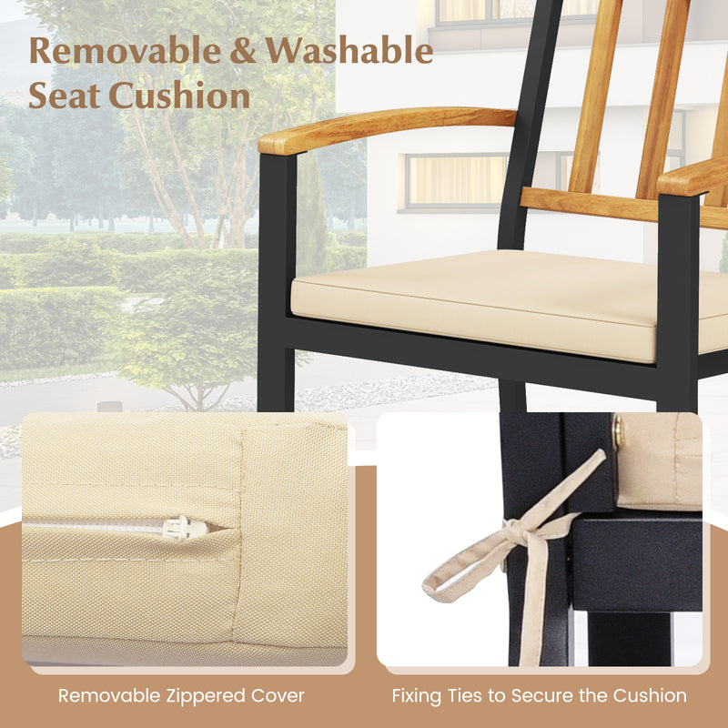Costway - Set of 2 Patio Dining Chairs with Removable Padded Cushions-17 Inches