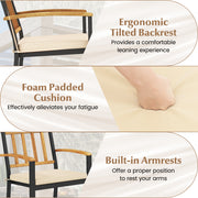Costway - Set of 2 Patio Dining Chairs with Removable Padded Cushions-17 Inches